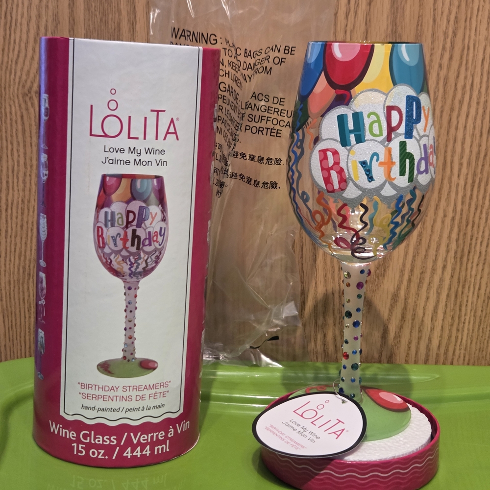 Lolita Happy Birthday Wine Glass
